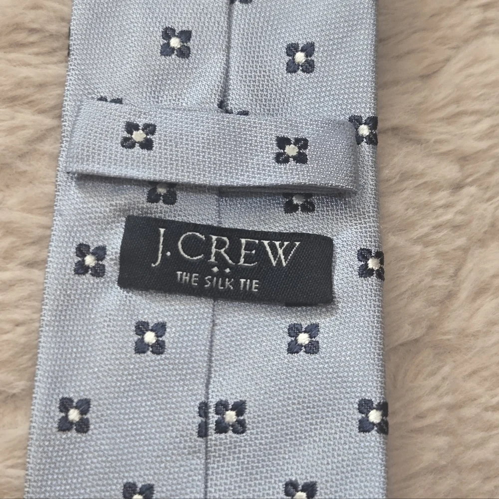 J. Crew Blue Geo Floral Silk Skinny Tie